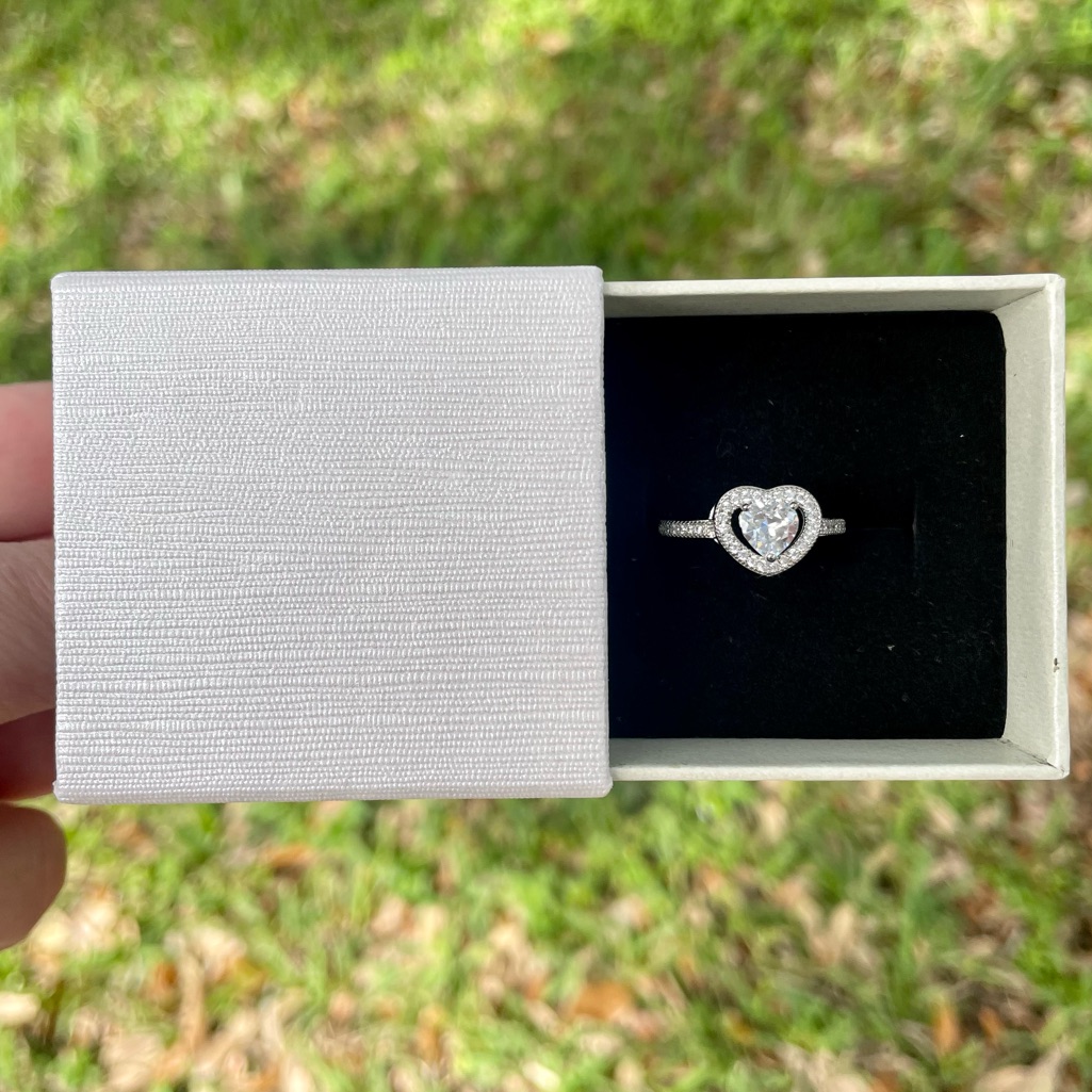 925 Sterling Silver Heart Cubic Zirconia Ring New